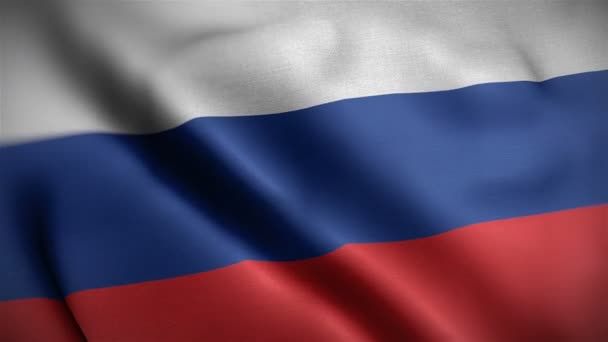 Rusia bandera primer plano soplando en el viento — Vídeos de Stock