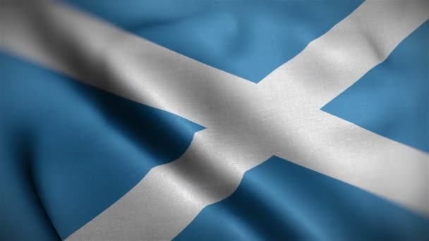 Skócia zászló közelkép fúj a szél — Stock videók