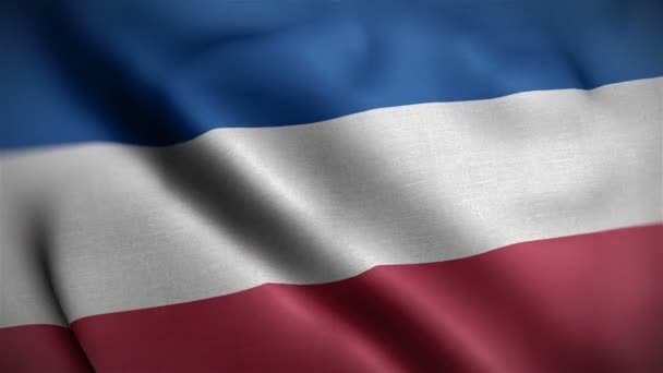 Serbia och montenegro flagga närbild blåser i vinden — Stockvideo