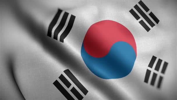 Corée du Sud drapeau gros plan soufflant dans le vent