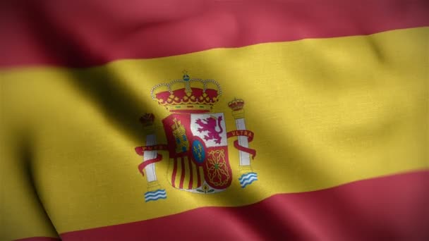 espagne drapeau gros plan soufflant dans le vent