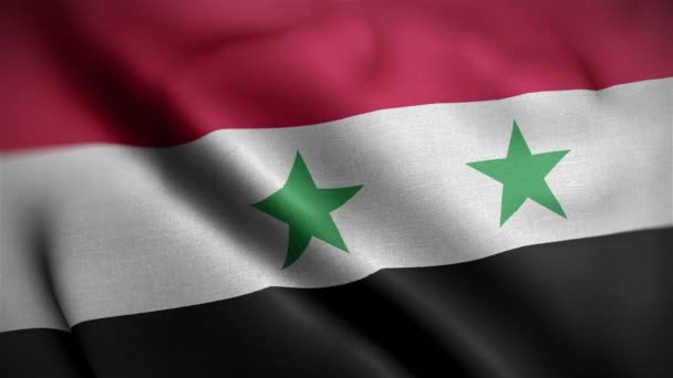 Syria flaga zbliżenie wieje w wiatr — Wideo stockowe
