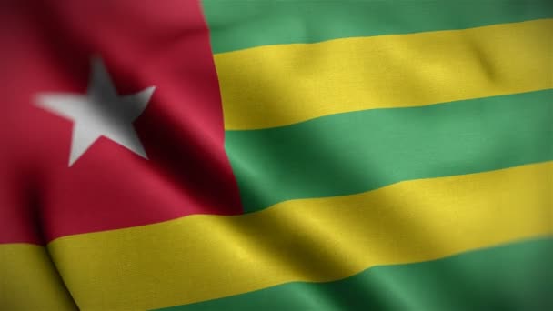 Togo-Flagge Nahaufnahme weht im Wind — Stockvideo