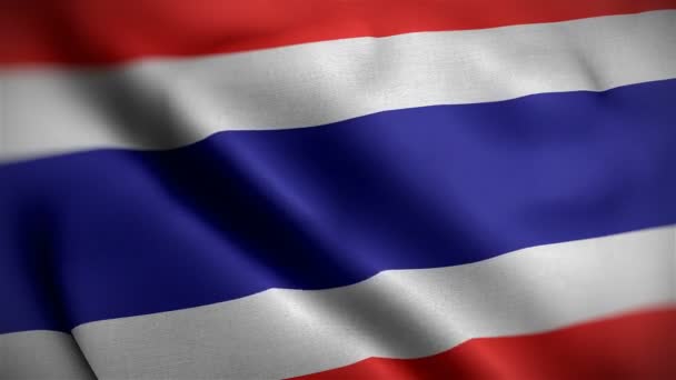 Thailandia bandiera primo piano che soffia nel vento — Video Stock