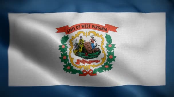 Oeste de Virginia bandera del estado soplando en el viento — Vídeos de Stock