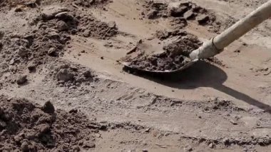 Adam toprağı kazıyor, sıkı çalışıyor.