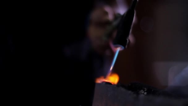 气体燃烧器焊料金属焊机气体焊接机 — 图库视频影像