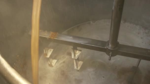 Process of cooking beer in brewery tank — Stock Video