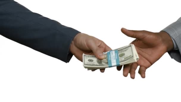 Overdracht steekpenningen corruptie handen geld overbrengen naar andere handen — Stockvideo
