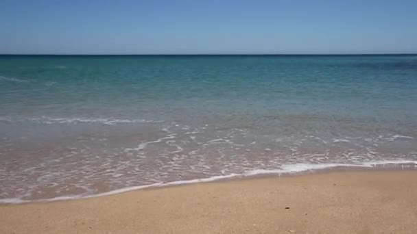 Golven die het zand van de kust kussen — Stockvideo