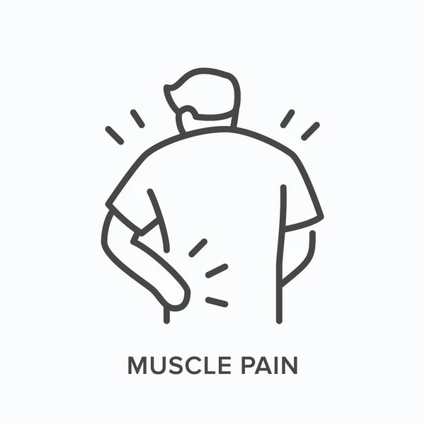 Osoba z ikoną linii pleców. Wektor zarys ilustracji człowieka z bólem mięśni. Człowiek z zaburzeniami kręgosłupa — Wektor stockowy
