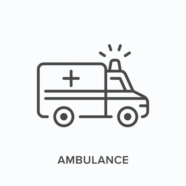 Ambulans bil linje ikon. Vektor skissera illustration av nödbil. Ring läkare piktogram — Stock vektor