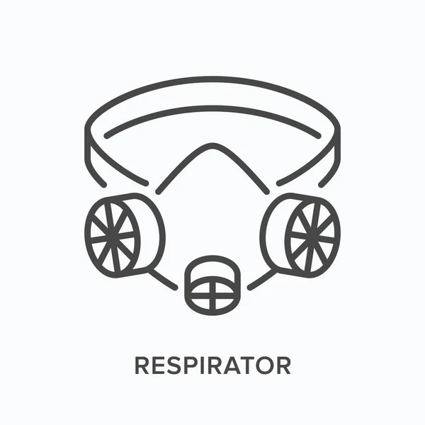 Ikon saluran respirator industri. Vektor menguraikan ilustrasi debu, gas dan masker perlindungan asap. Pasokan pelindung dengan pictogram katup - Stok Vektor