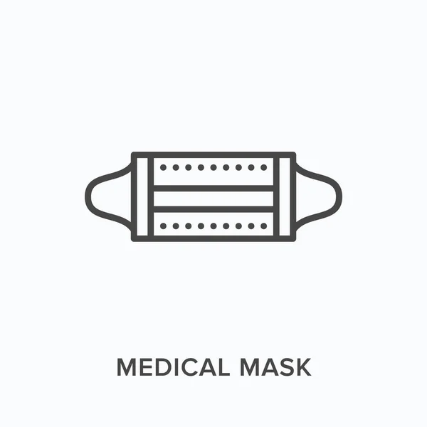 Ícone de linha de máscara médica. Desenho do vetor ilustração de poeira, fumaça, bacteriano e proteção contra ameaças de vírus. Pictograma do protetor facial do cirurgião — Vetor de Stock