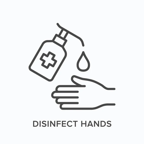 Ikona linii dezynfekcji. Wektor zarys ilustruje leczenie przeciwbakteryjne. Piktorgam do dezynfekcji rąk — Wektor stockowy