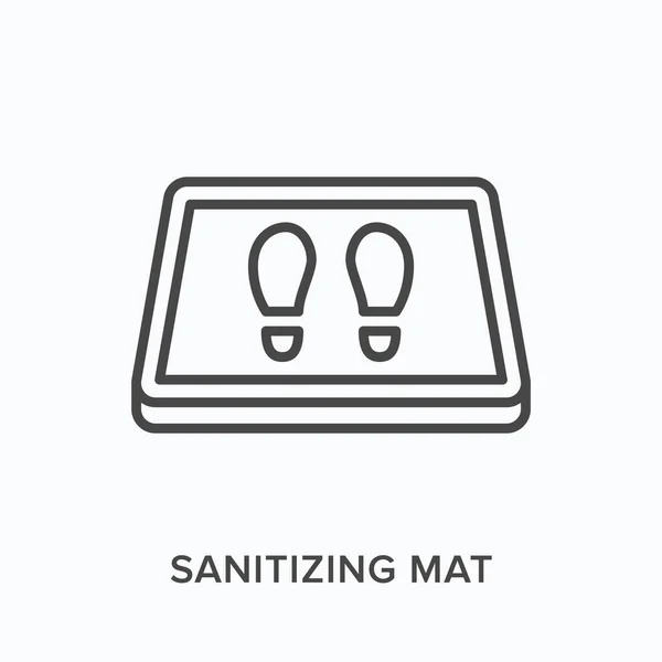 Sanitizing matta linje ikon. Vektor skissera illustration av antibakteriell utrustning. Desinficering av industriskor pictorgam — Stock vektor