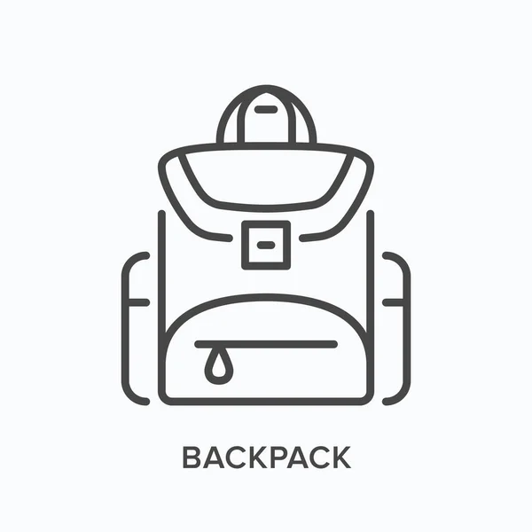Icono de línea de mochila. Ilustración del esquema vectorial de la mochila escolar. Pictograma de equipaje de viaje — Vector de stock
