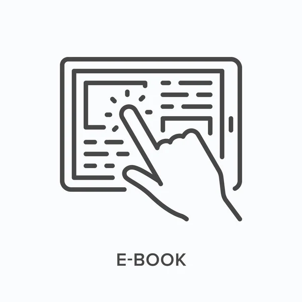 Icono de línea de libro electrónico. Esquema vectorial ilustración de tableta de educación. Pictograma lector digital — Vector de stock