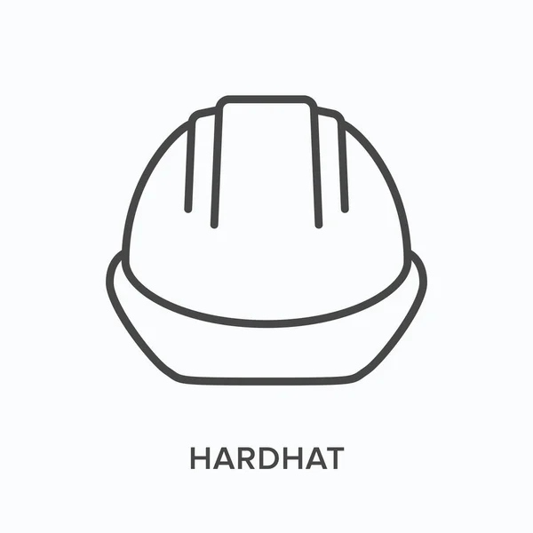 Helm lijn icoon. Vector schema illustratie van de veiligheid hoed, constructie hardhoed plat teken. Beschermingsmiddelen voor werknemers dun lineair pictogram — Stockvector