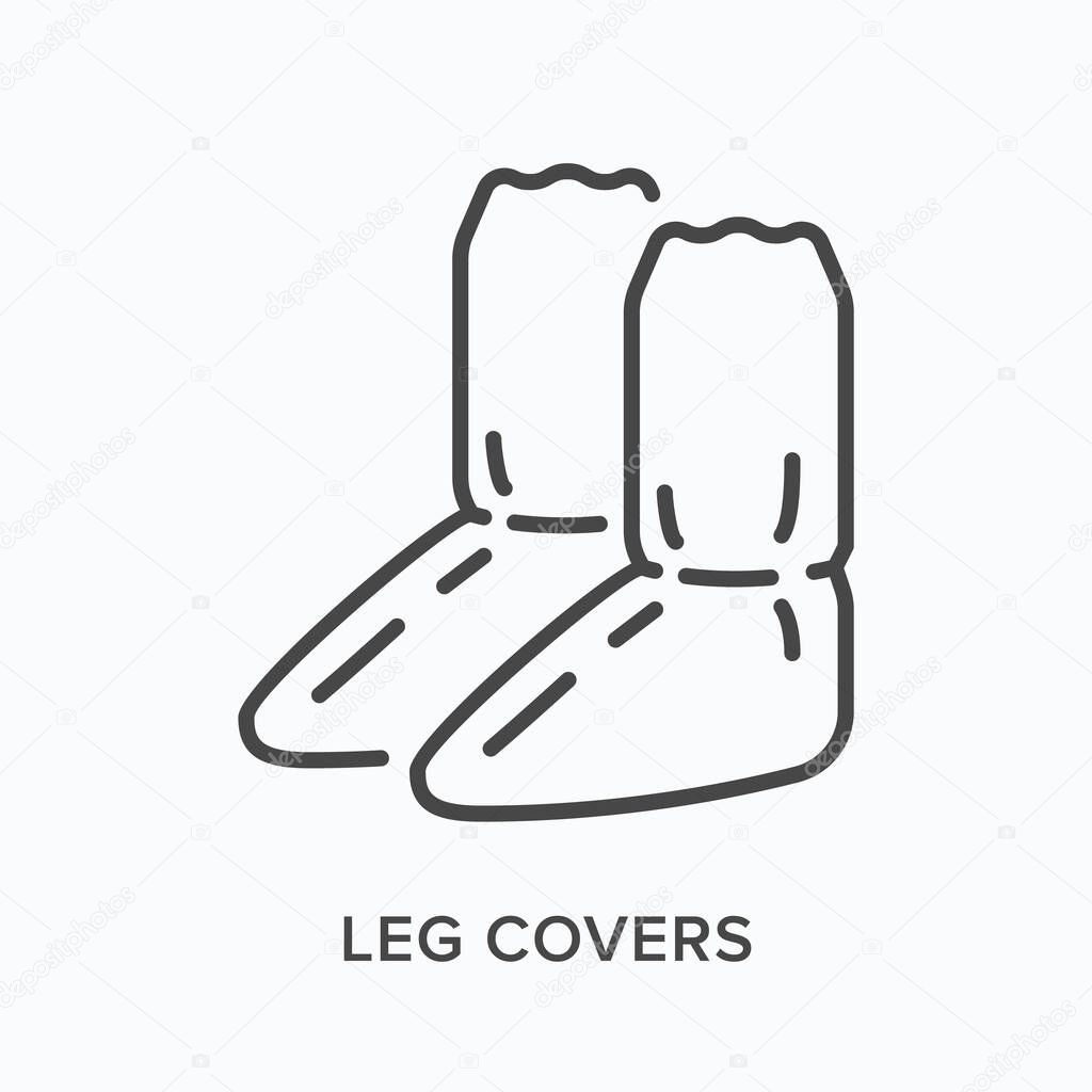 Shoe cover line icon. Vector outline illustration of leg covers, boot protection flat sign. Worker protective equipment thin linear pictogram