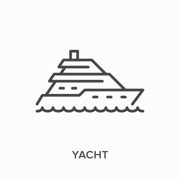 Yacht icona linea piatta. Illustrazione del profilo vettoriale della nave a vela di lusso, trasporto marittimo. Viaggi estivi sottile pittogramma lineare — Vettoriale Stock