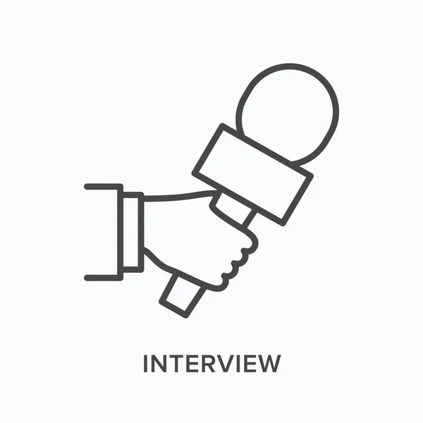 Hand holds microphone first person interview Vector Image