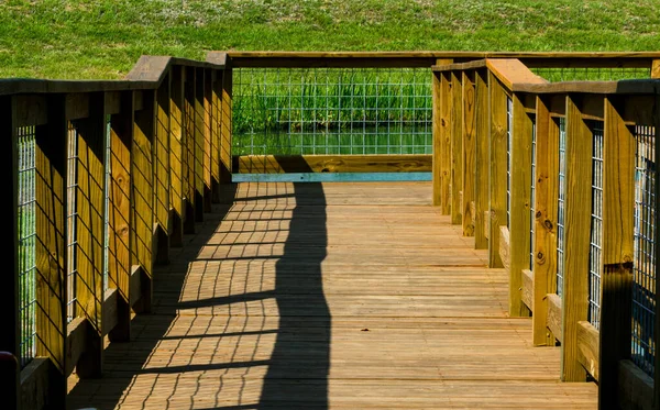 Bridge Leading Fishing Pier Pond Conroe Stock Image