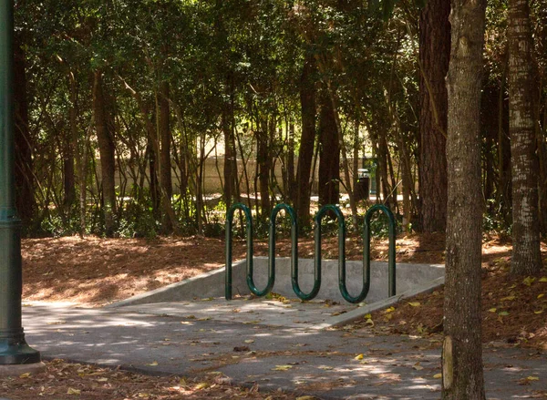 Bike Rack Entrance Public Park Woodlands — Stock Photo, Image
