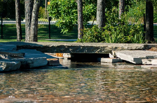 Bridge Small Stream Pebbles Public Park Conroe — Stock Photo, Image