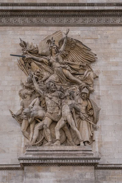 Paris França 2020 Esculturas Fachada Arco Triunfo — Fotografia de Stock