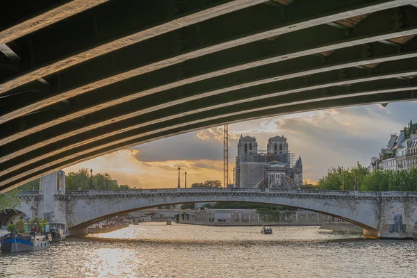 Paris Fransa 2020 Seine Deki Bir Tekneden Paris Manzarası — Stok fotoğraf