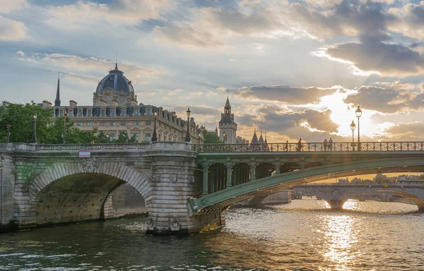 Париж Франция 2020 Вид Мост Лодки Сене — стоковое фото