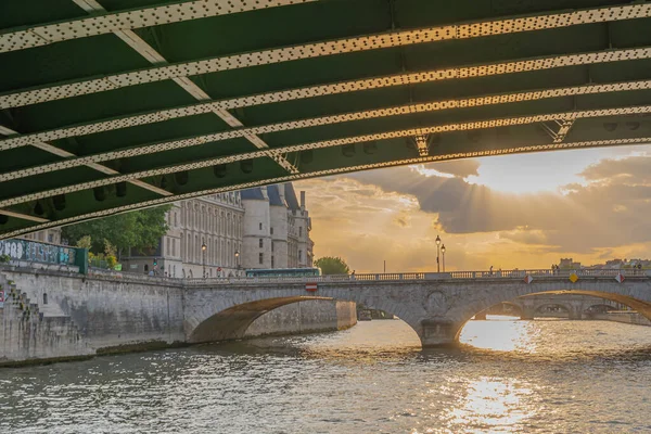 París Francia 2020 Vista Del Puente Desde Barco Sena — Foto de Stock