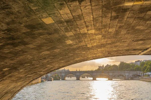 Paris France 2020 Вид Міст Човна Річці Сена — стокове фото