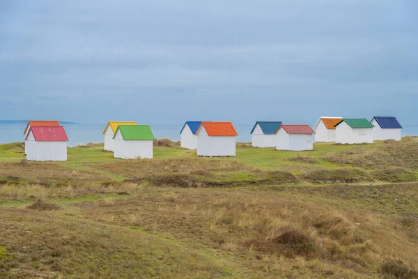 Gouville France 2018 Color Ful Bathing Cabins Gouvil — 图库照片