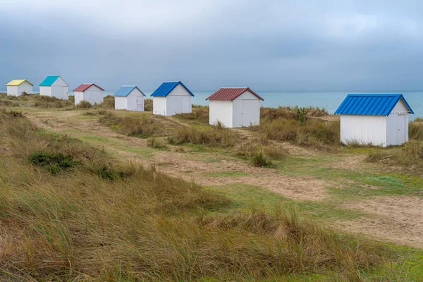 Gouville France 2018 Color Ful Bathing Cabins Gouvil — 图库照片