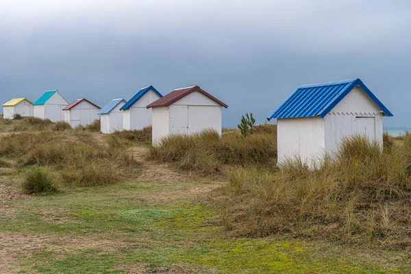 Gouville France 2018 Color Ful Bathing Cabins Gouvil — 图库照片