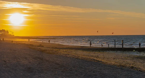Mer Frankrike 2020 Panoramautsikt Över Havet Från Stranden Vid Solnedgången — Stockfoto