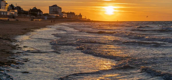 Mer Frankrike 2020 Panoramautsikt Över Havet Från Stranden Vid Solnedgången — Stockfoto