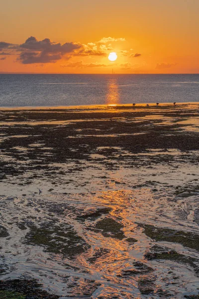 Luc Sur Mer Francia 2020 Alba Sopra Havre Dalla Spiaggia — Foto Stock