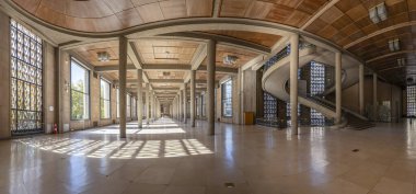 Paris, France - 09 09 2025: Palais d'Iena. Panoramic view of The hypostyle hall