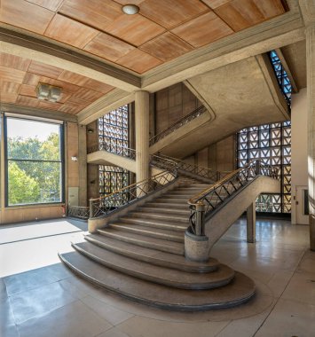 Paris, France - 09 09 2025: Palais d'Iena. Panoramic view of The secondary staircase