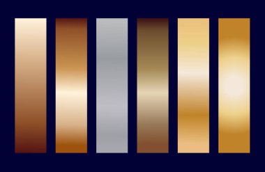Gradient Gold Color Set Swatches Abstract Shades Palette Graphic Design Vector Illustration