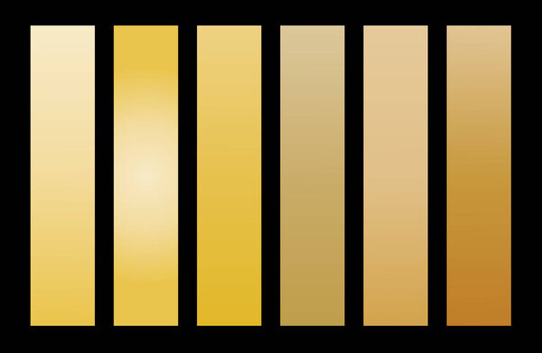 Gradient Yellow Gold Colors Set Palette Swatches Abstract Shades Graphic Design Vector Illustration