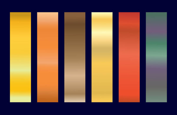 Gold Color Gradient Set Palette Swatches Abstract Shades Graphic Design Vector Illustration