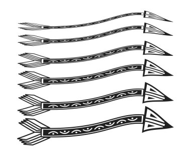 Ok Fırçası Süsleme Koleksiyonu El Çizimi Tasarım Stili Sanat Vektörü İllüstrasyonu