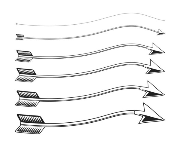 Абстрактная коллекция кисти стрелки Ручной рисунок Стильный дизайн Векторная иллюстрация