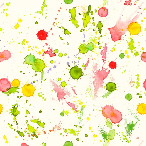Abstract Aquarel Handgeschilderde Naadloze Achtergrond Met Druppels Verf Kleurrijke Heldere — Stockfoto