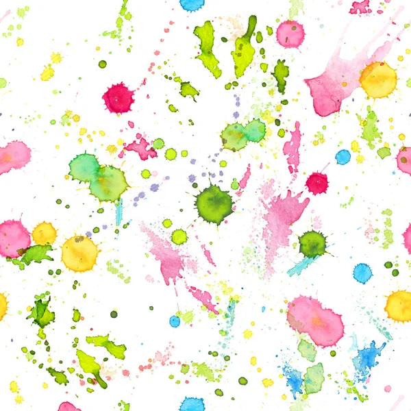 Abstract Watercolor Hand Painted Seamless Background Drops Paint Colorful Bright — Stock Photo, Image