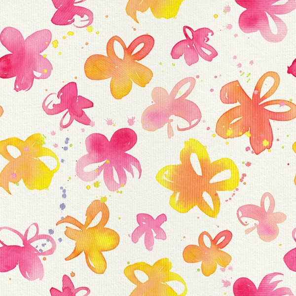 Happy and bright floral seamless pattern with hand drawn watercolor flowers. Beautiful ornament for textile printing, wrapping paper, packaging etc